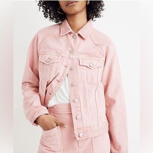 Madewell The Raglan Oversized Jean Jacket in Dusty Rose size XS